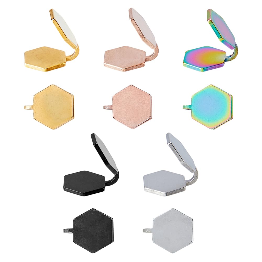 TNKBREEZE 5 Pairs Clip-on Earrings 5 Colors Stainless Steel Non-pierced Pressure Earrings Hexagon Compression Earring Adjustable Cuff Earring for Women Men Ladies