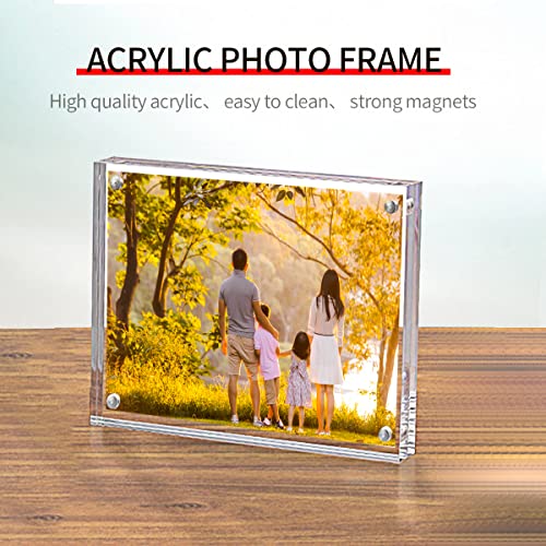 Sezanrpt Acrylic 4x4 Square Picture Frame, Magnetic Acrylic Picture Frames for 4x4 or 3x3 Pictures Display, Clear Double Sided Thick Picture Frames, Photo Frames Desktop Display - size: 4'' x 4''