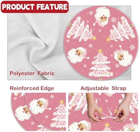 Christmas Tree Cover, Blush Holiday Skirts, Santa Claus Tree Mat, Pink St. Nick Decor, for Family Room, Bedchamber, Patio, Inside, Outside, Festive Christmas Ornaments