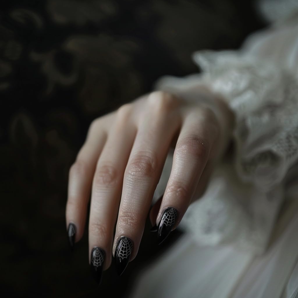 Ectogasm Nail Stickers Metallic Silver Gold Edition | Spooky Witchy Horror Style for Halloween Gothic Fashion Decals - Snakes, Moons, Stars, Cobwebs, Tattoo Art (Silver)