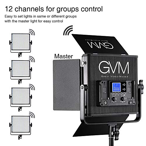 LED Video Light GVM 672S CRI97+ TLCI97+ 22000lux Dimmable Bi-color 3200K-5600K Light Panel With Digital Display For Outdoor Interview Studio Video Making Photography Lighting 3 pcs Kit