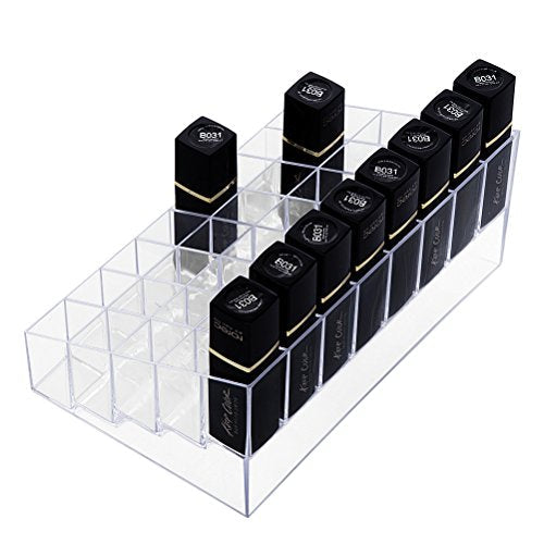 HBlife Lipstick Holder - 40 Space Clear Acrylic Lipstick Organizer Display Stand for Cosmetics, Makeup, Brushes, Bottles and More