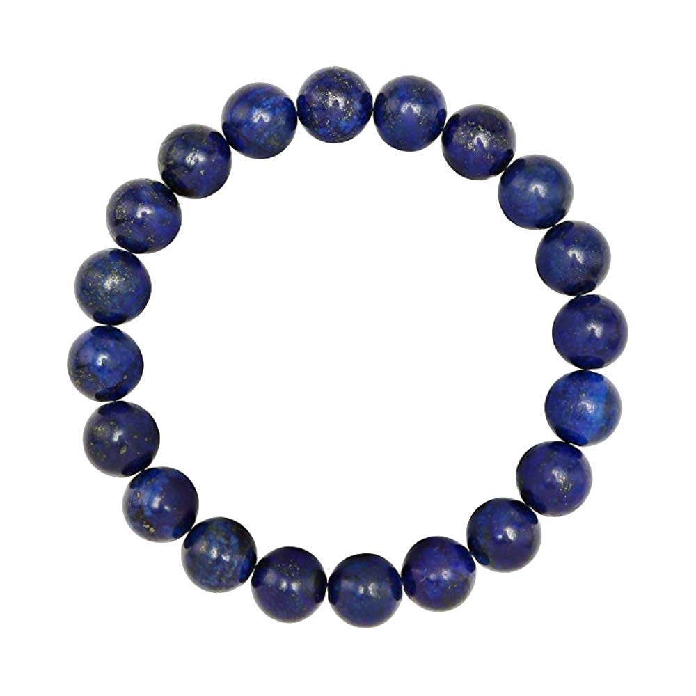 Forziani 10mm Lapis Lazuli Beaded Bracelet for Men - Prosperity and Wisdom - Stretch Navy Blue Gemstone Beads Mens Bracelet - Made in USA - Gift For Him