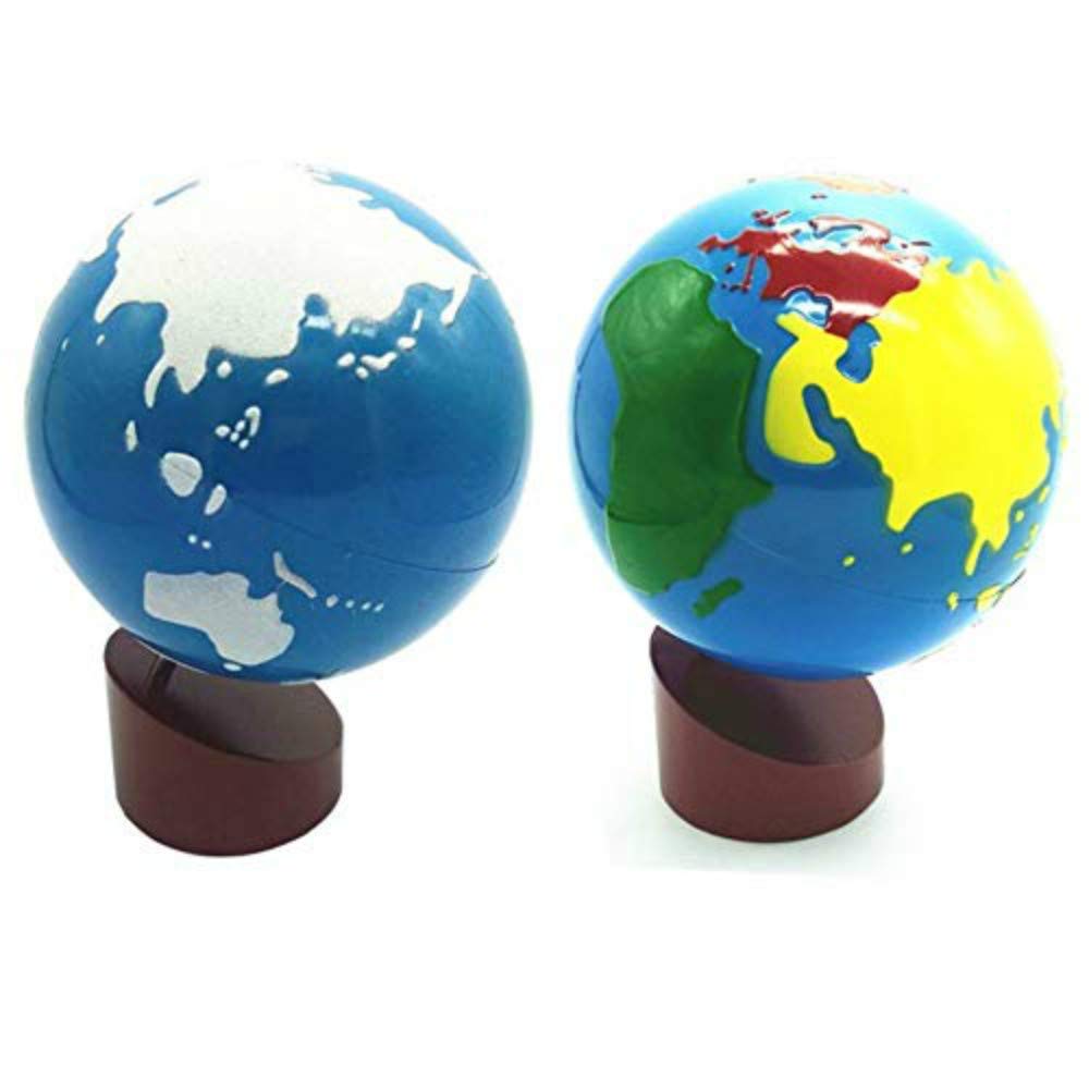 Baby Earth Globe Toys Montessori Earth Globe Plastic and Wood Material Learn to Know World Children Early Learning Teaching Aids (multicolor)
