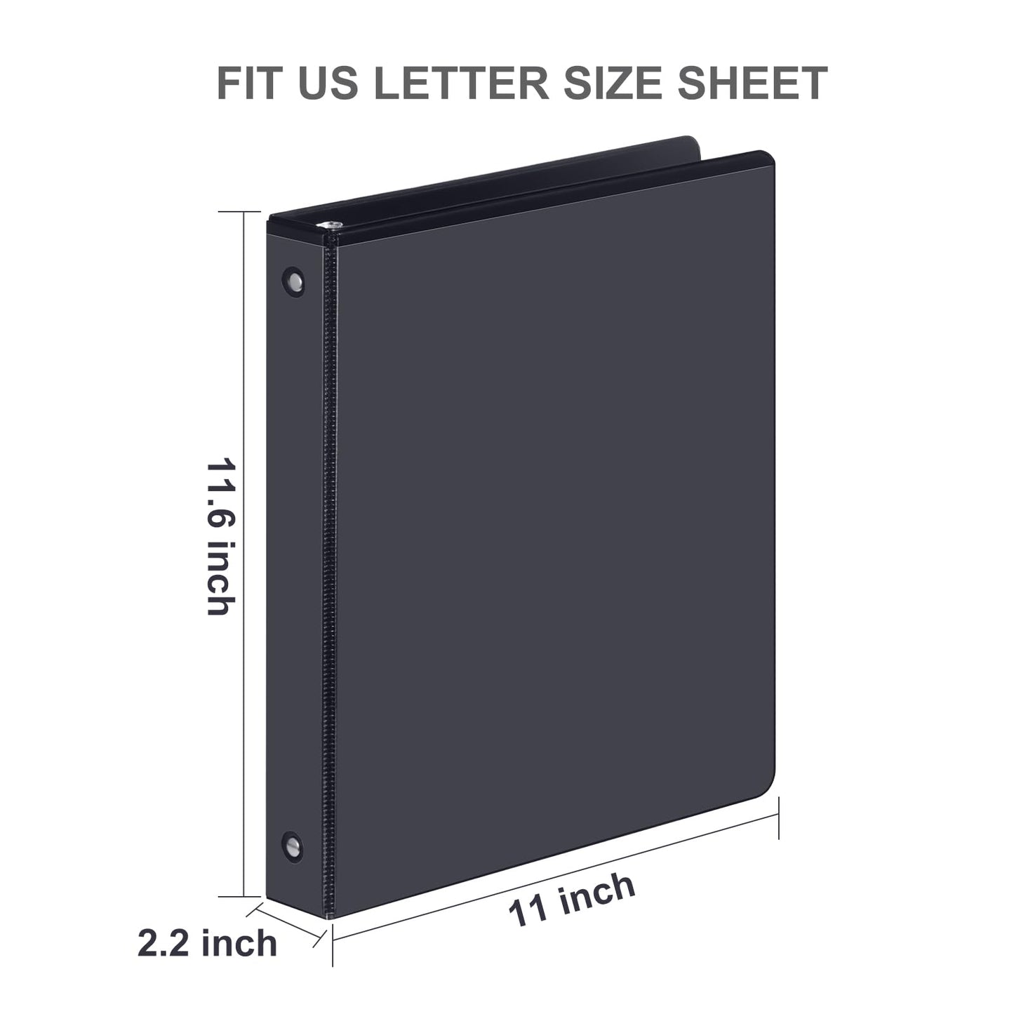 3 Ring Binder 1-1/2 Inch, ViVin Sturdy 1.5"-Round Ring Binder with 2 Interior Pockets, Clear View Cover, PVC-Free, Fits 300 Sheets of 8.5'' x 11'' Paper, Office Home School (6 Pack, Black)