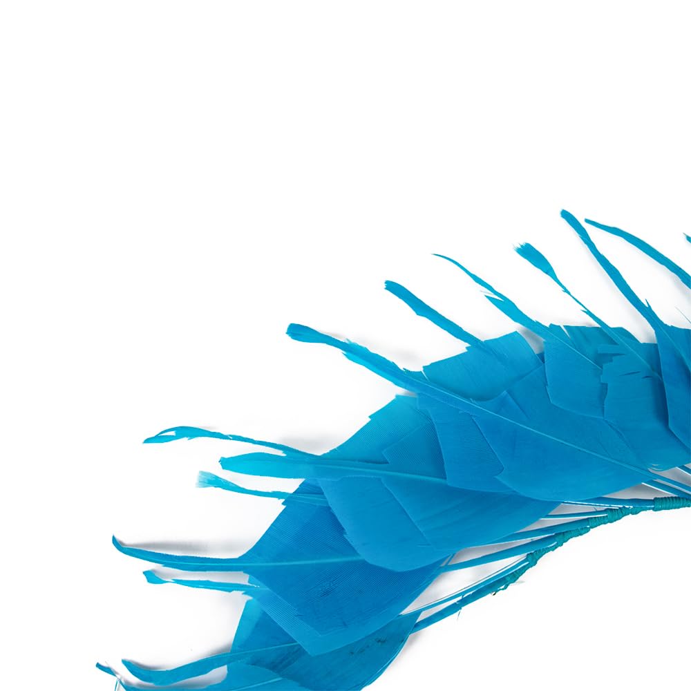 WENCELYL Trimmed Goose Feather Wire Flower Single Pack Feather Flower Arrow Shaped Tips Natural Goose Swan Feathers for Wedding Decor Millinery Fascinator (Turquoise)