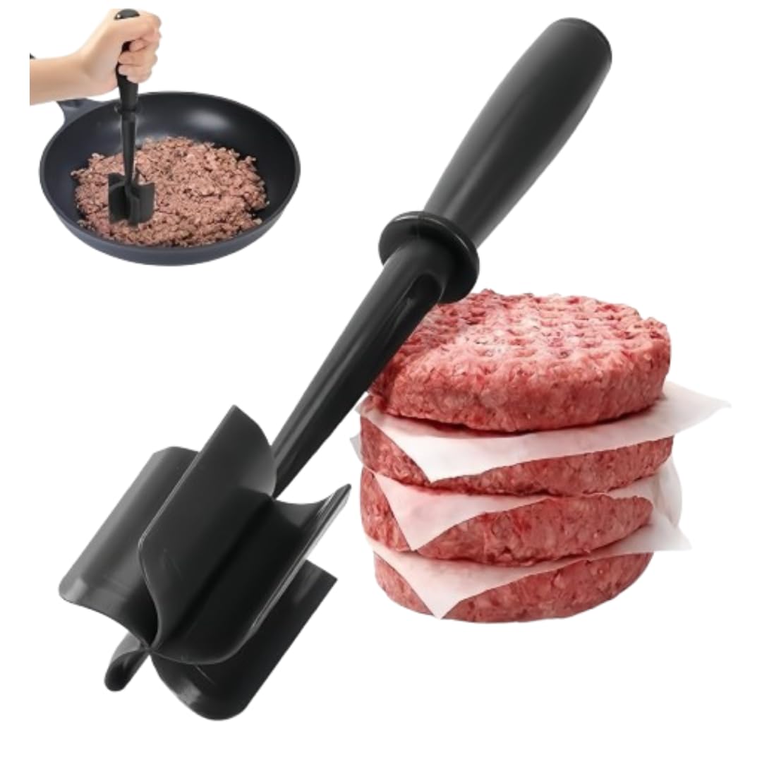 HOMIZIA Meat Chopper for Ground Beef – Heat Resistant Hamburger Smasher & Potato Masher – Premium Nylon Meat Grinder Tool for Easy Cooking, Taco, and Burger Prep