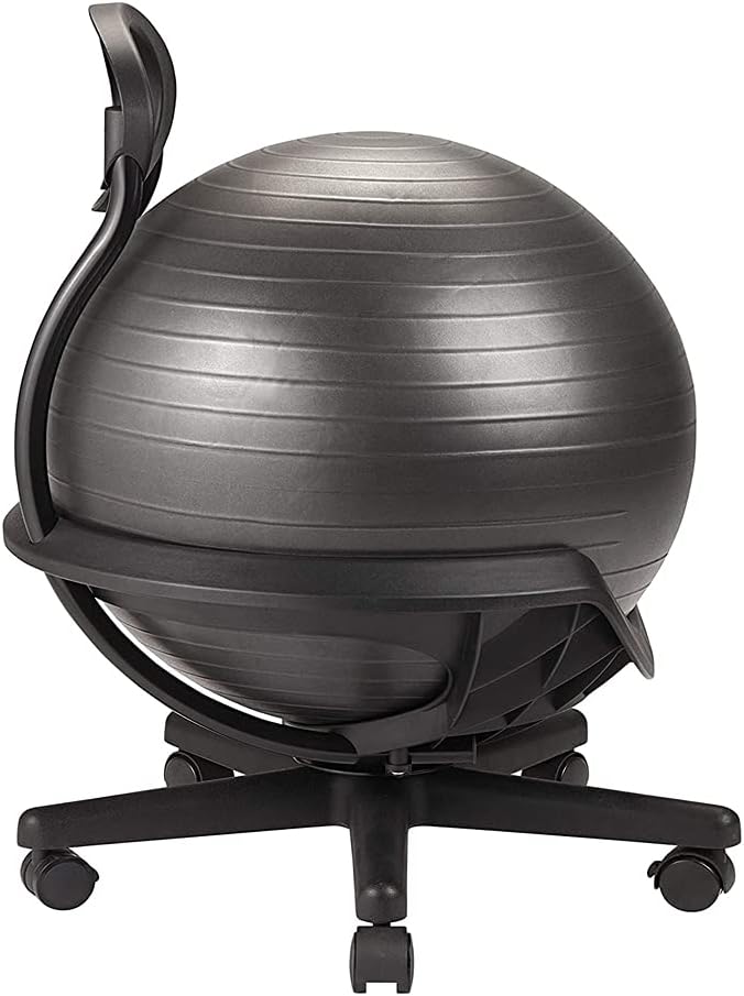Gaiam Ultimate Balance Ball Chair (Standard or Swivel Base Option) - Premium Exercise Stability Yoga Ball Ergonomic Chair for Home and Office Desk - 52cm Anti-Burst Ball, Air Pump, Exercise Guide