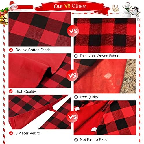 36 Inch Black Red Buffalo Plaid Christmas Tree Skirt