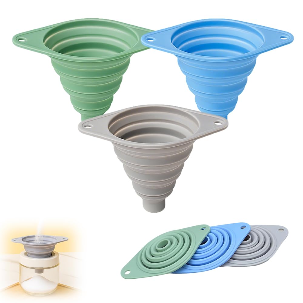 Kitchen Funnel Set, 2025 New Food Grade Silicone Collapsible Small Funnel for Kitchen Use, Kitchen Funnels for Filling Water Bottle Liquid Transfer Kitchen Gadgets (3 pcs)