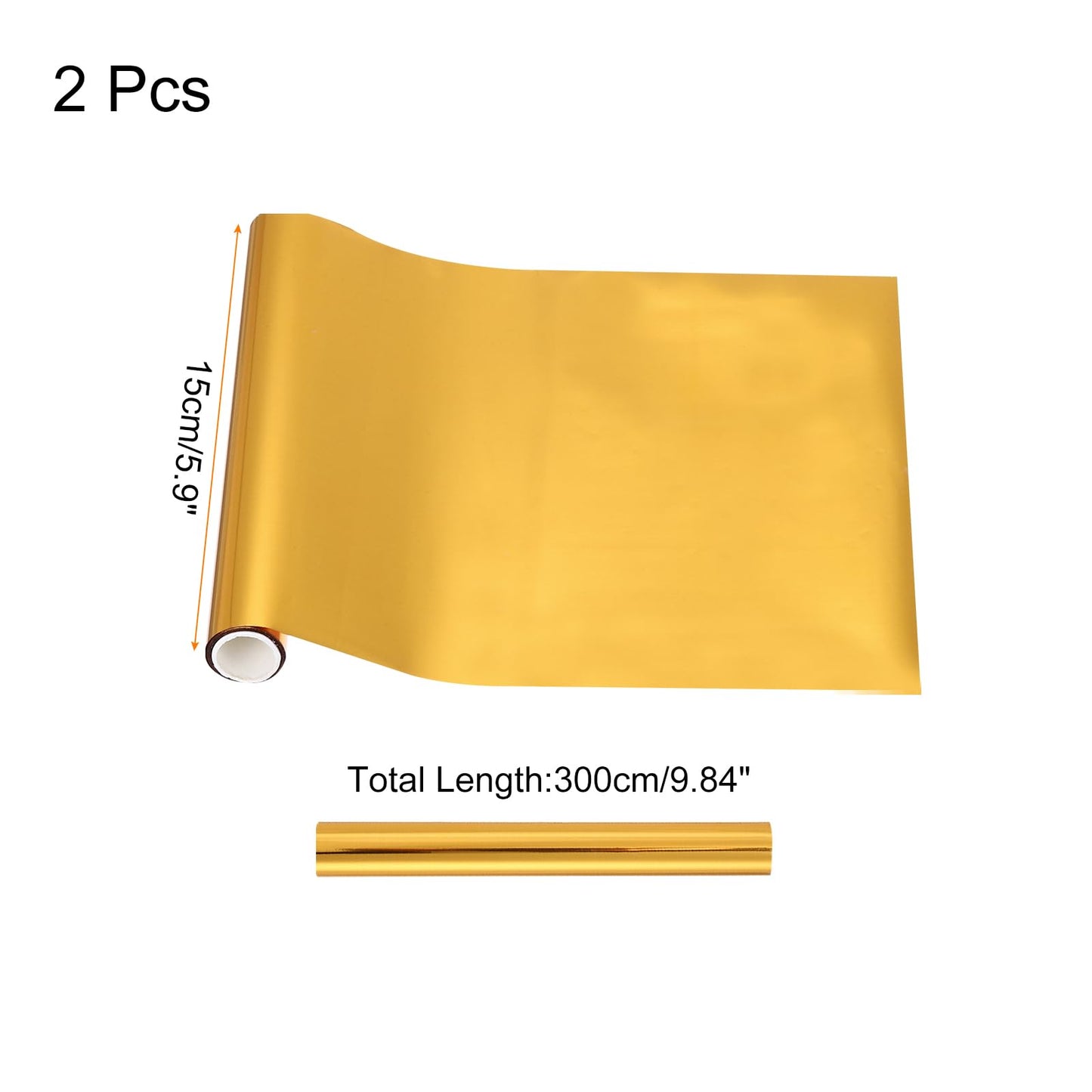 MECCANIXITY 2 Pcs Toner Reactive Foil,Metallic Transfer Hot Foil Roll 5.9" x 9.84ft Deco Foil Transfer Sheets Paper for Hot Foil Pen Scrapbooking Heat Transfer DIY Craft,Gold