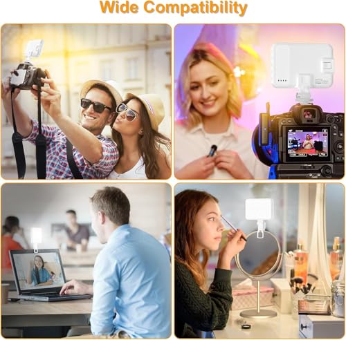 Selfie Light, LED Camera Light Video Lights 60 LED 2200mAh Rechargeable Phone Light 7 Modes, 10-Level Brightness, Portable Clip on Light for Phone/Tablet/Laptop White - color: White