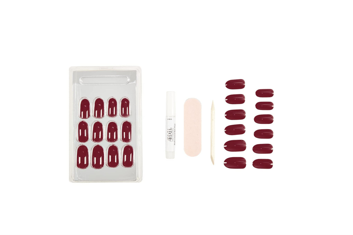 Ardell Nail Addict Artificial Nail Set, Sip of Wine 24-Pc, Medium, Almond-Shape, DIY Press-On Nails, Quick and Safe, with Glue, Cuticle Stick and Nail File (Pack of 2)