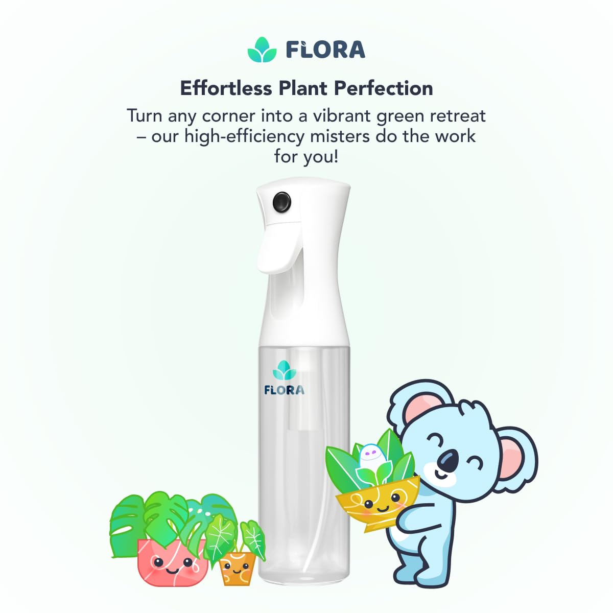 Flora Premium Plant Mister Spray Bottle for Gentle & Fine Mist for Precision Hydration, Dispersed Humidity & Moisture, Comes w App for Smart Plant Care, Plant ID and Diagnosis Tool (1 pack)