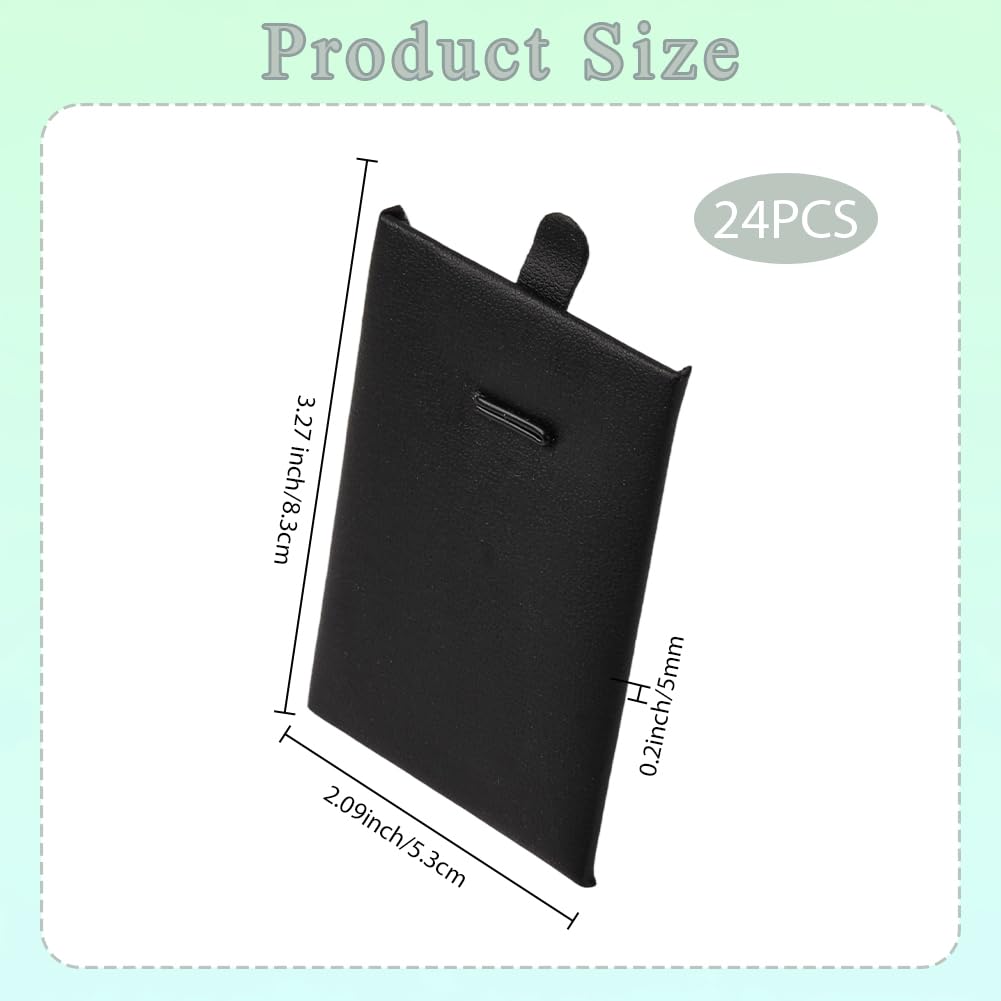 SOFPLATE 24Pcs 3.3 x 2.1 Inch Velvet Jewelry Cards Necklace Display Cards Black PU Leather Rectangle Sponge Insert Stackable Organizer Tray Pads Holder for Selling Showing Necklaces Bracelets Jewelry