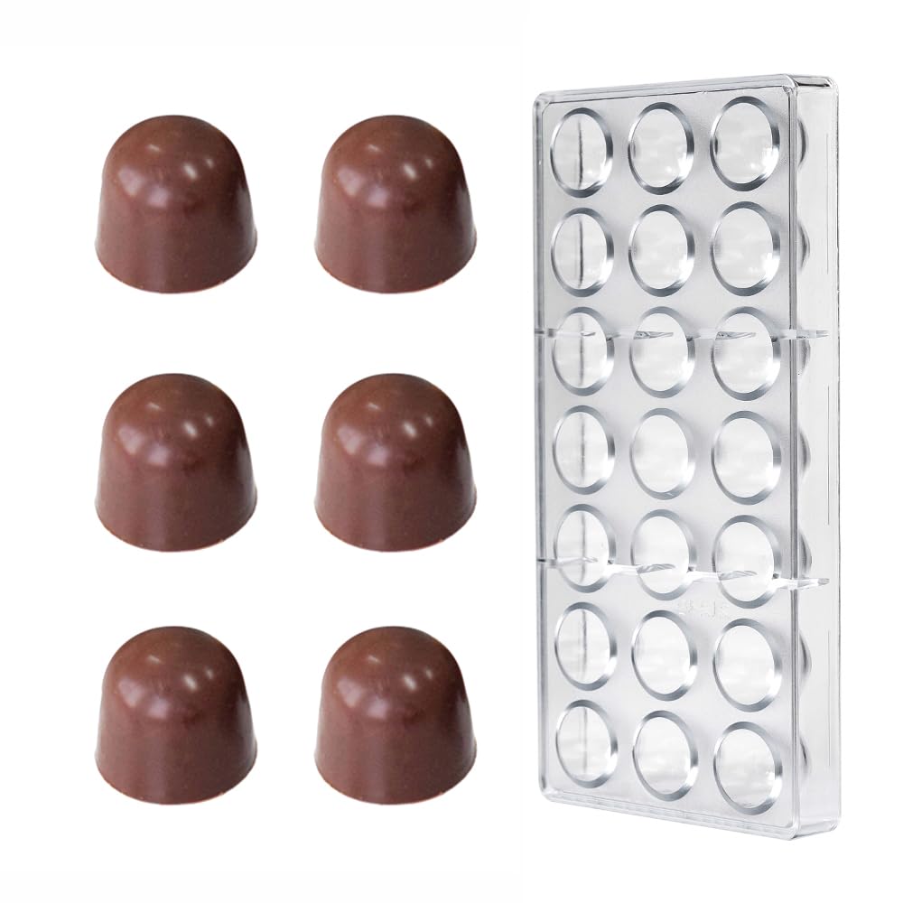 Polycarbonate Small Domed Bullet Shape Chocolate Mold, 21 Cavity (12g Each), Classic Candy Shape for Bonbons, Baking & Pastry Tool