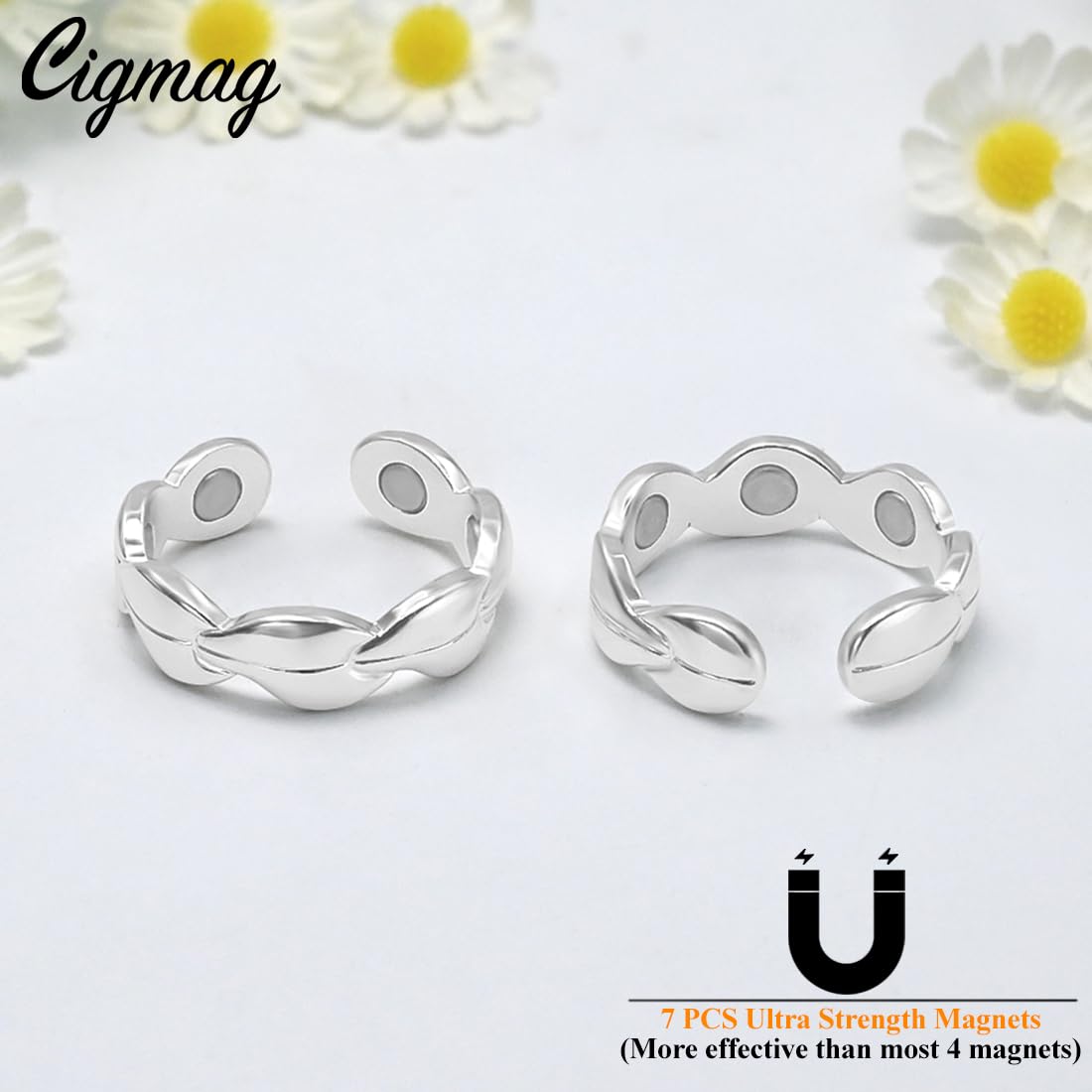 Cigmag 2PCS Copper Rings for Women Adjustable Solid Pure Copper Ring with Present Box