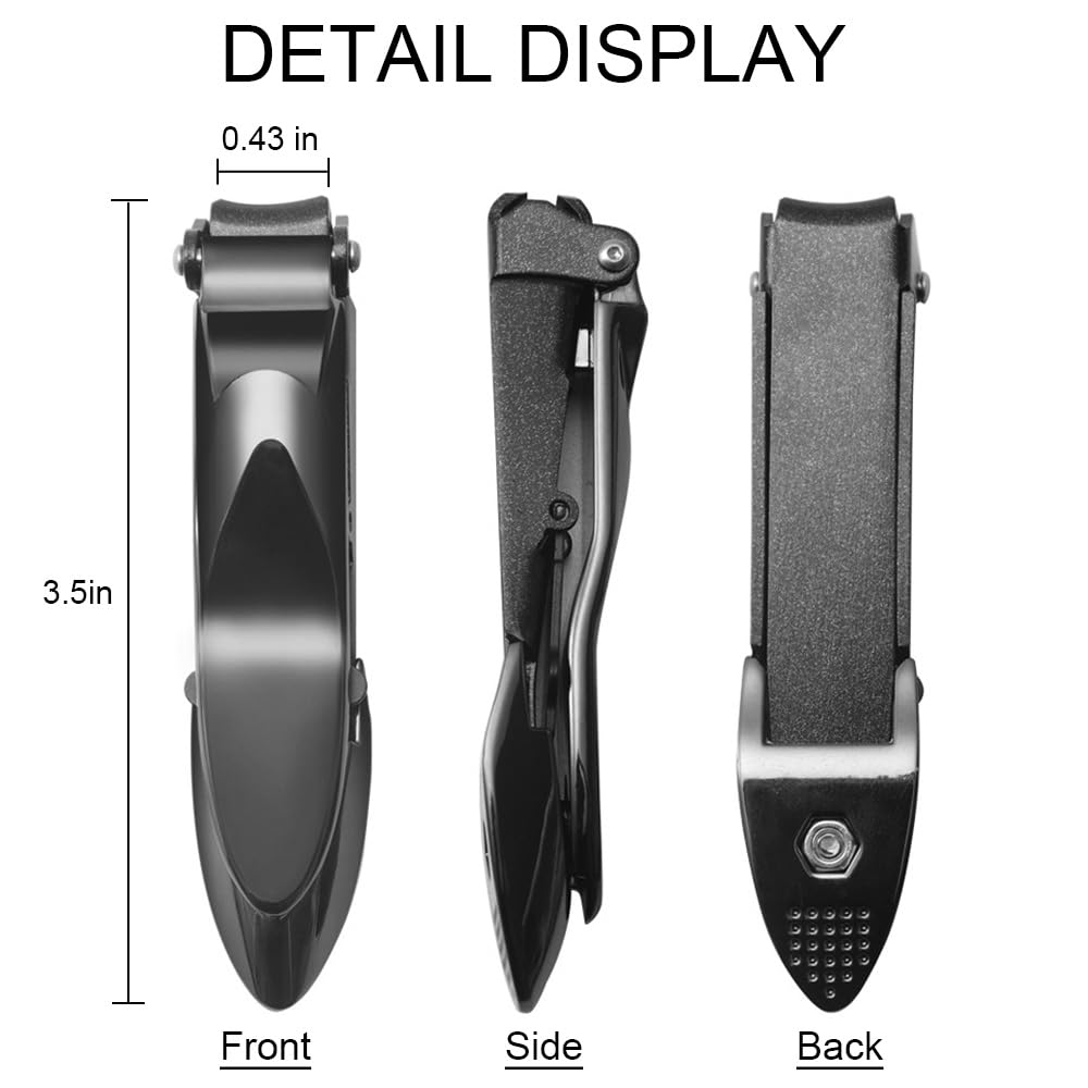 Nail Clippers for Men with Catcher, Heavy Duty Razor-Sharp Self-Collecting Nail Cutter, Ergonomic Lever for Fingernails & Toenails, Ideal Gift for Men & Grooming Gifts (Black)
