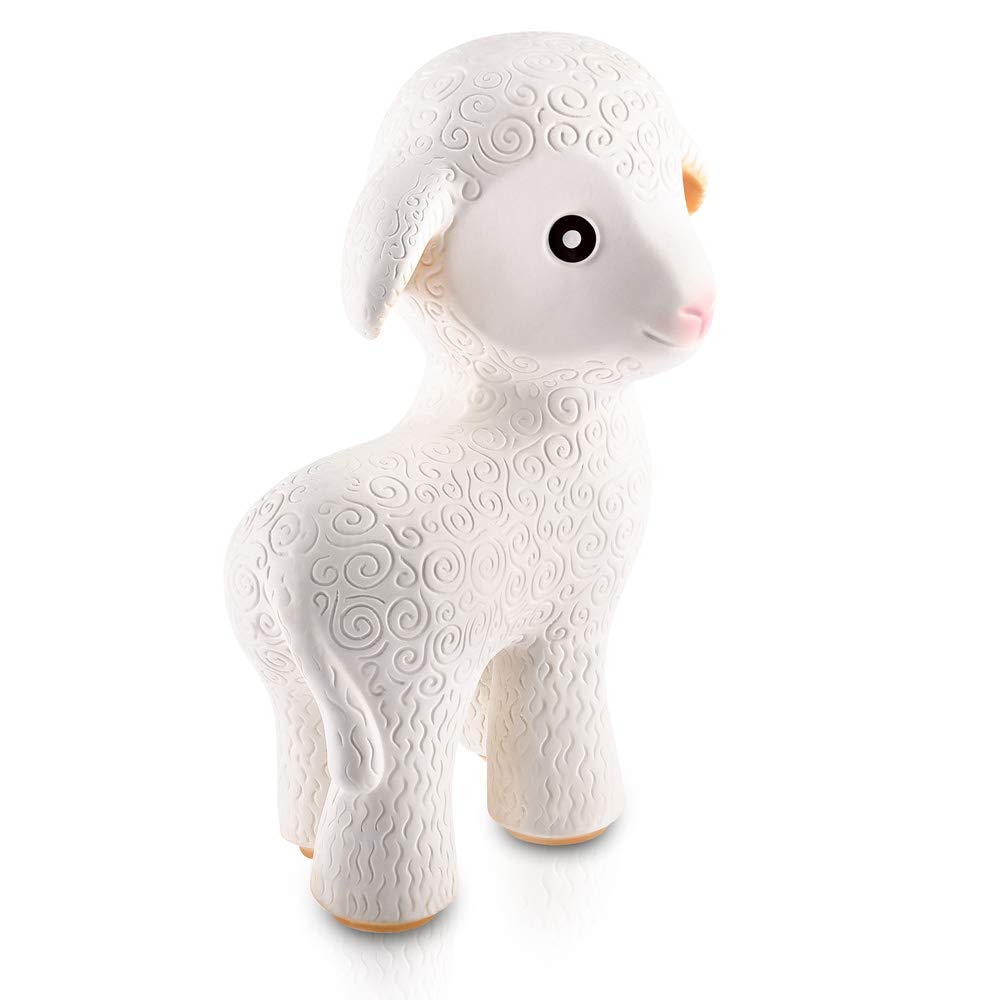 CaaOcho Pure Natural Rubber Teething Baby Toy - Mia the Lamb Teether for Babies, BPA Free Baby Toy, All Natural Teething Toys for Babies 0-6, Safe and Fun Molar Teether Toy