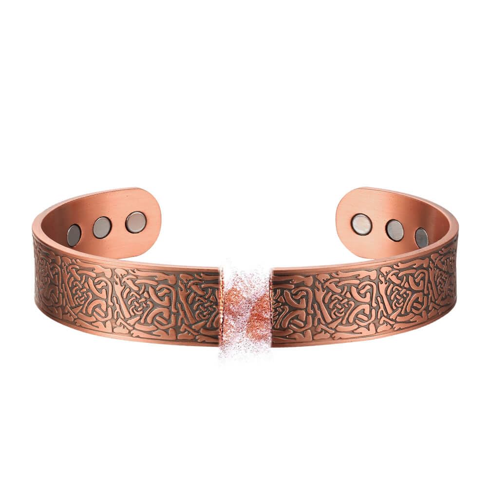 Earth Therapy - Viking Bronze Nordic Style Copper Magnetic Cuff Bracelets for Men & Women, with Ultra Strength Magnets - Adjustable
