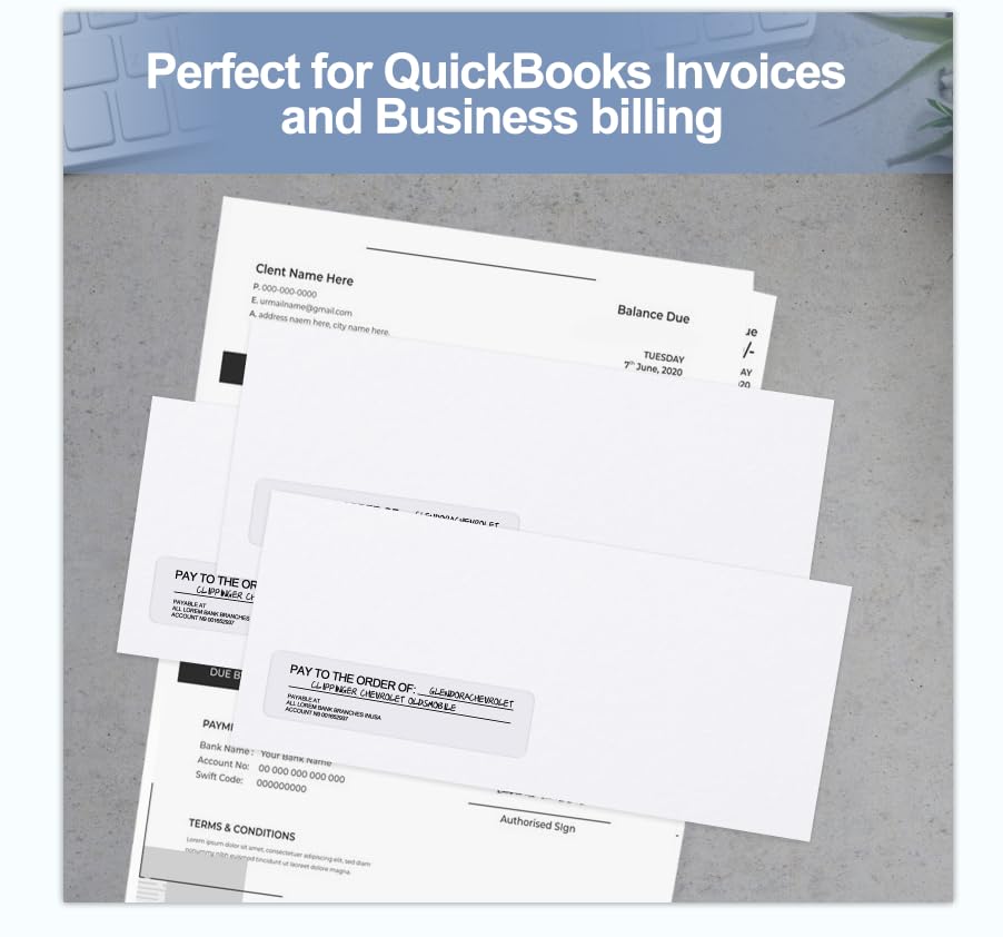 500#10 Single Window Security Envelopes, PANDRI NO.10 Security-Tinted Envelopes Designed for QuickBooks Invoices, Business Statements and Computer Printed Checks-Number 10 Size 4 1/8 Inch X 9 1/2 Inch