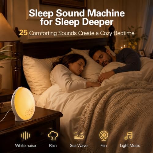 JALL Full-Screen Wake Up Light Sunrise Alarm Clocks for Bedrooms, White Noise Machine for Heavy Sleepers, 25 Natural Sounds, Dual Alarms, FM Radio, 17 Dimmable Colors, Bluetooth Speaker, Metallic Gray