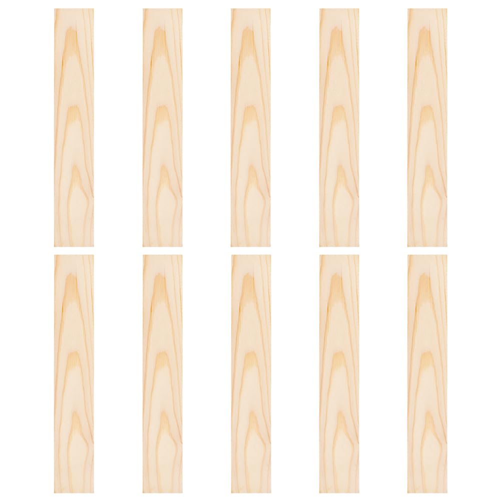 BENECREAT 10pcs Unfinished Wood Blocks, 10 x 1.5inch Rectangle Pine Wood Board, 5.5mm Thick Sheets Carving Blocks for Arts Crafts DIY, Paintings Panel