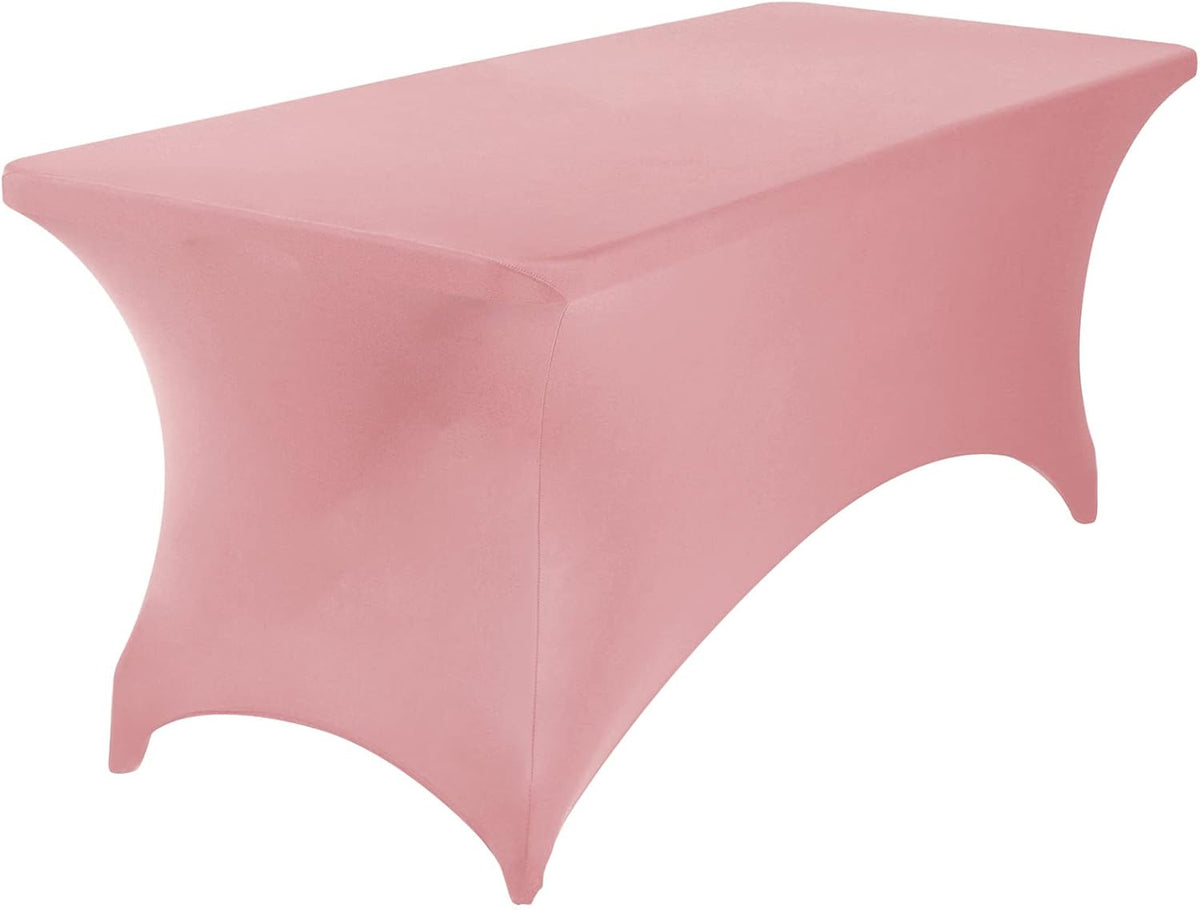 2Pack Spandex Waterproof Table Covers 6ft，Spandex 6ft Waterproof Table Cover for Party,Wedding, Banquet, and Events(Dusty Pink)