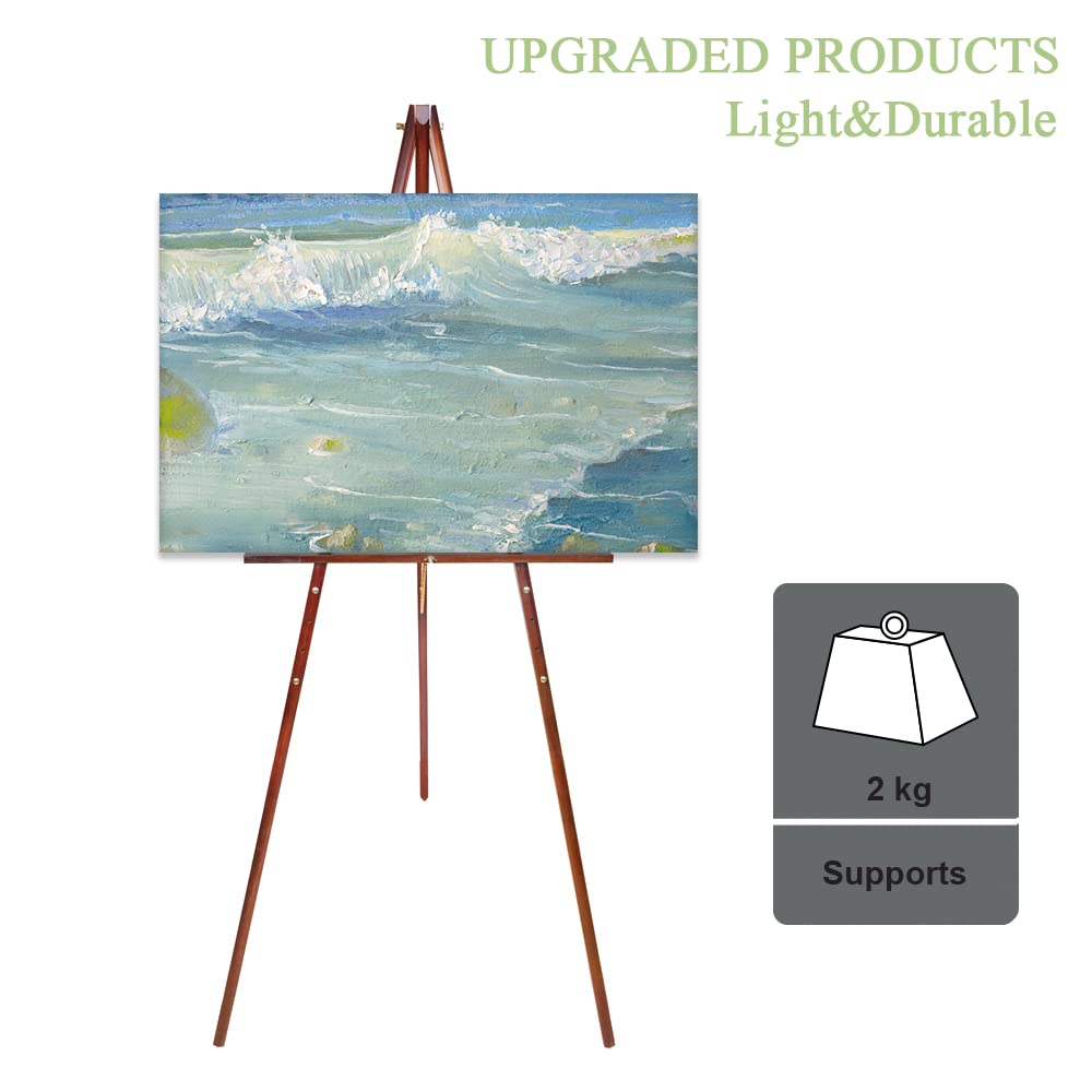 Conda 63" Wooden Tripod Artist Display Easel with Tray, A-Frame Adjustable Easel Stand for Wedding Sign, Foldable Easels for Painting Canvas, Display & Posters