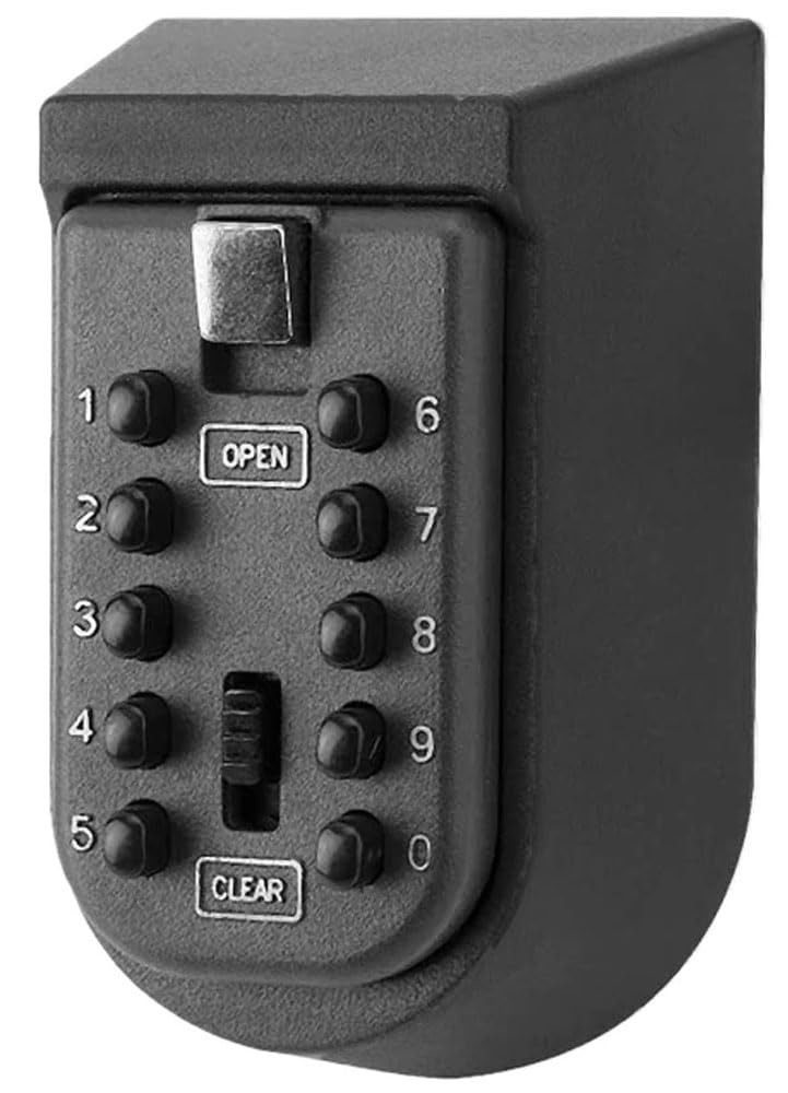 Votmores Key Lock Box for House Key, Lock Box with Combination Lock Wall Mount, 10 Digits Password Security Lock Boxes, Key Box with Code Push Button for Outside & Inside Hide A Key Outdoor
