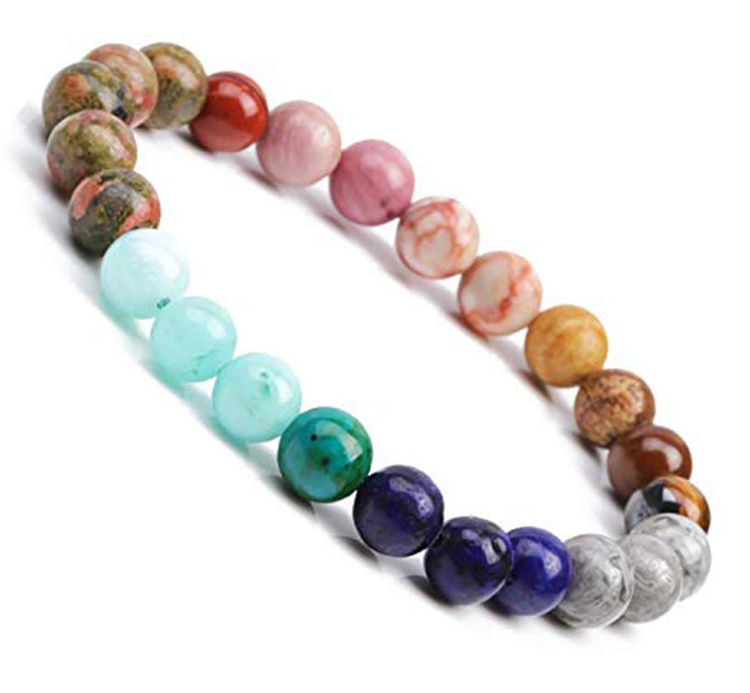 Natural Stone Beads 100pcs Round Genuine Real Stone Beading Loose Gemstones Hole Size 1mm DIY Smooth Bead for Bracelet Necklace Earrings Jewelry Making(Natural Stone Beads Multicolor, 8mm)