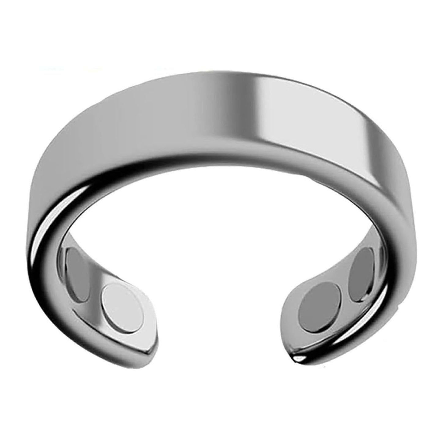 IENRGJ Magnetic Rings for Women/Man, Vayro Ring, Adjustable Stainless Steel Rings, Classic Open Design Black/Silver/Rose Gold/Gold (Silver)