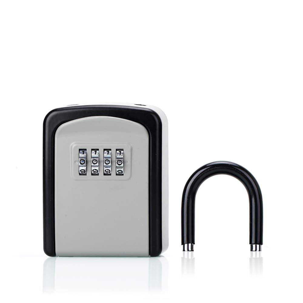 ABRA FOX Key Lock Box, Combination Lock box with Code for House Key Storage, Combo Door Locker (Black-1pack)