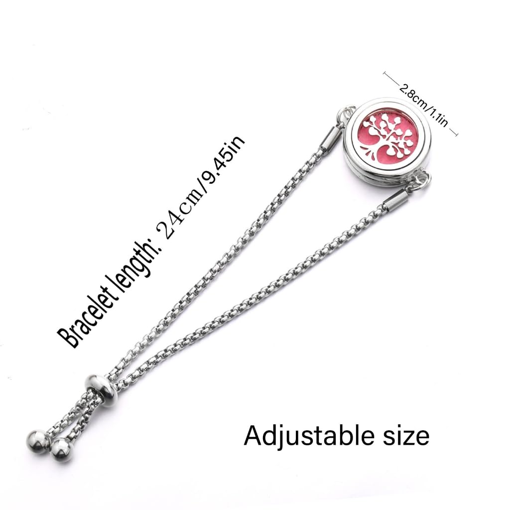 Pyasuye Stainless Steel Adjustable Bracelet Essential Oil Diffuser Pendant Handchain Stylish Wristchain Fashion Jewelry