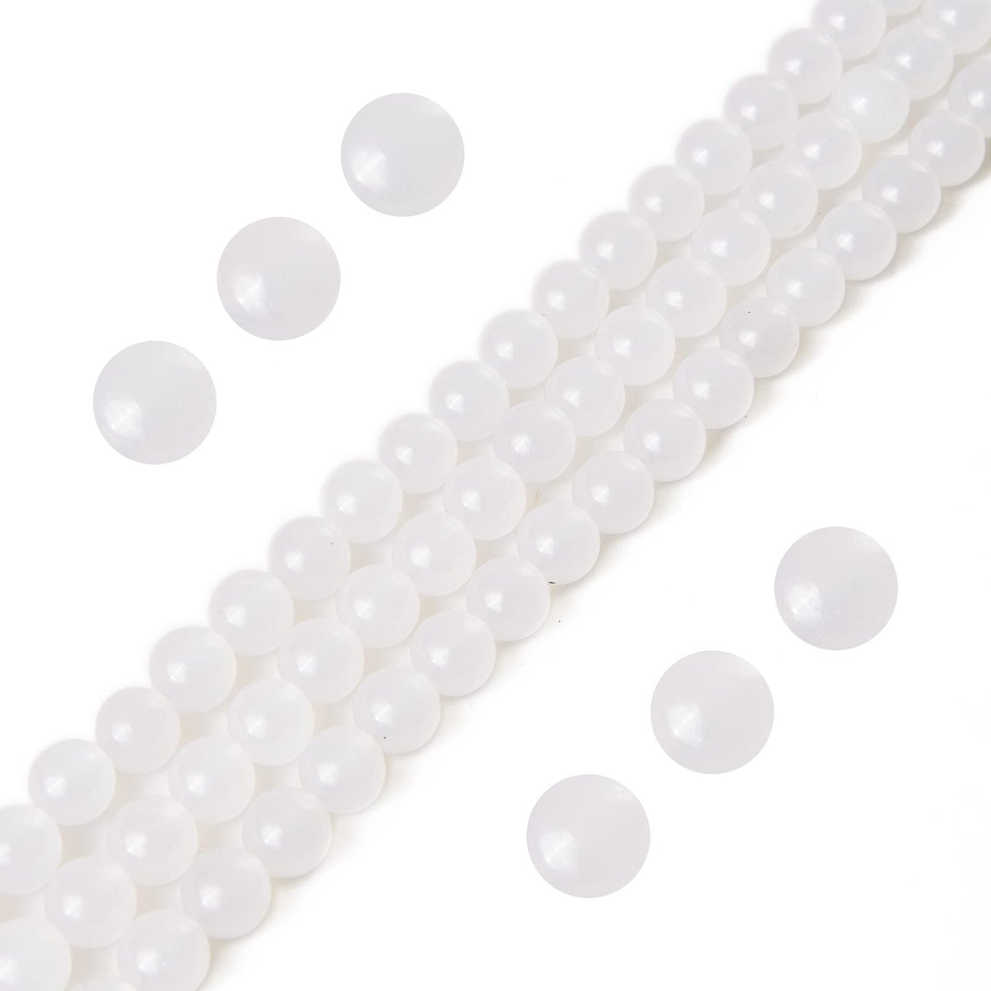 60pcs 6mm White Chalcedony Beads Natural Gemstone Beads Round Loose Beads for Jewelry Making