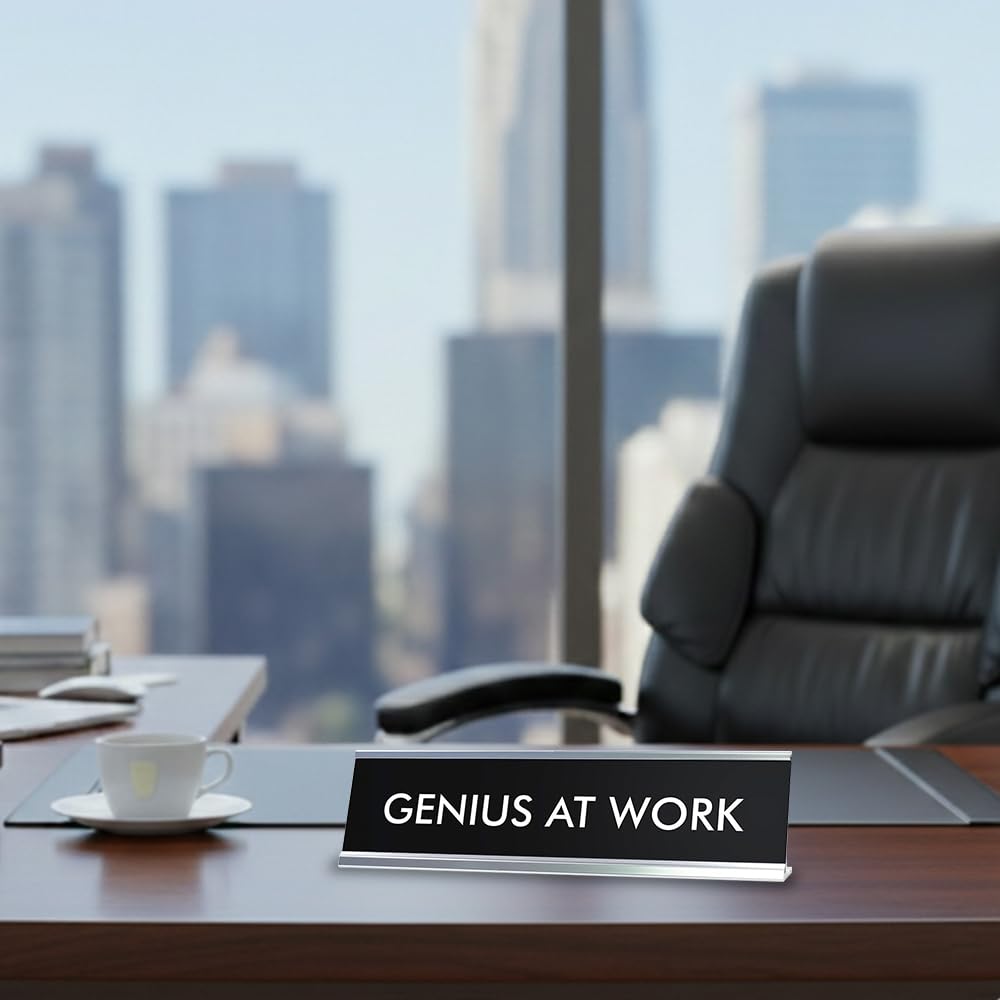Signs ByLITA GENIUS AT WORK Novelty Desk Sign