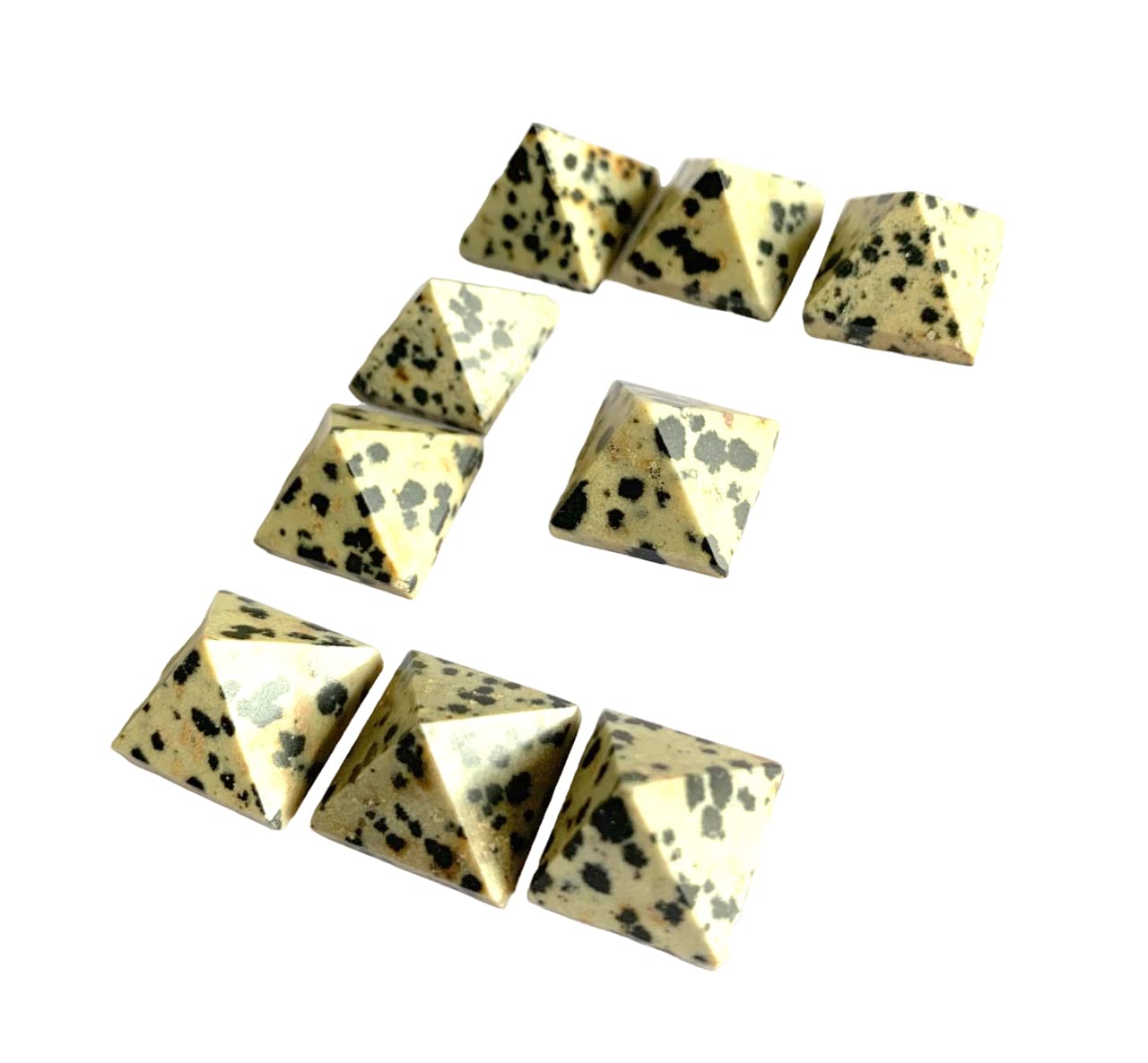 crystalmiracle Dalmatian Jasper Crystal Pyramid, Positive Energy Natural Pyramids Set of 9, Collectible Crystals Pyramids for Healing, Meditation, Metaphysical, Spiritual Gift Decor