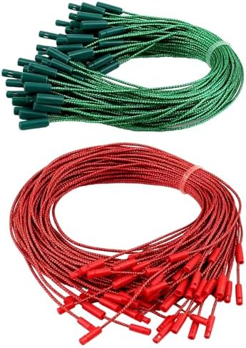 Christmas Ornament Hangers String 200Pcs Ribbon Ornament Hook Rope Pre Cut String with Clip Locking for Hanging Decors Pre Cut Holiday Cord
