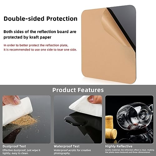 Photography Background Display Board, PULUZ 30cm/12 inch White & Black Acrylic Reflective Display Backdrop Board for Small Product Table Top Photography Shooting(12 x 12 inch) - size: 12 x 12 inch