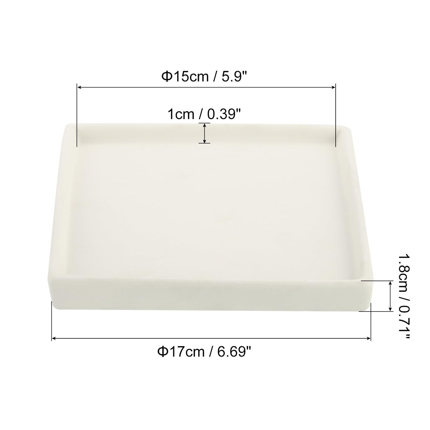 PATIKIL Plant Pot Saucers 6.7 Inch, Ceramic Square Flower Drip Tray for Indoor Outdoor, Beige