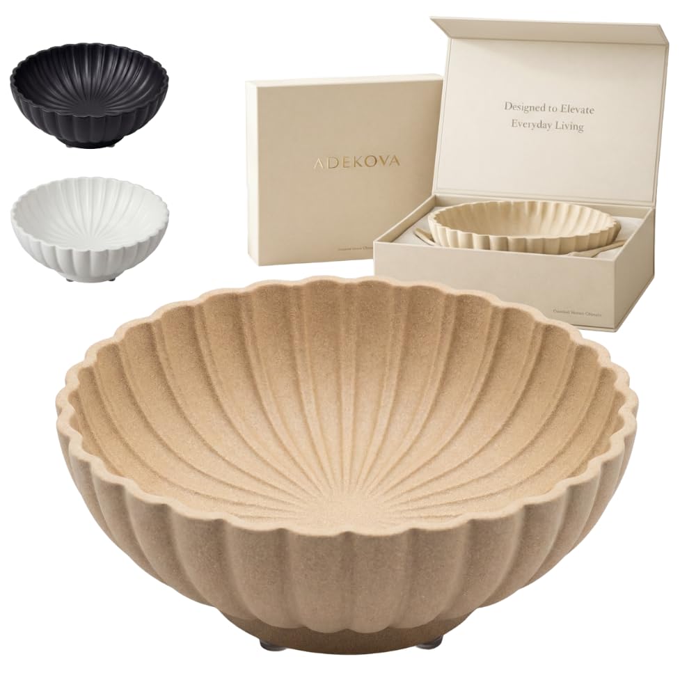 Sand Beige | Fruit Bowl | Large Decorative Concrete Bowl Design for Modern Home Decor | 12 Inch Key Bowl and Entryway Organizer | Fruit Basket for Kitchen Counter | Frutero Moderno para Cocina