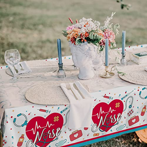 Gatherfun Nurse Graduation Party Decorations, Doctors Day and Medical School Graduation Tablecover for Graduation Party Supplies, 3 pcs Table Cloths, 54"x108" - style: Nurse