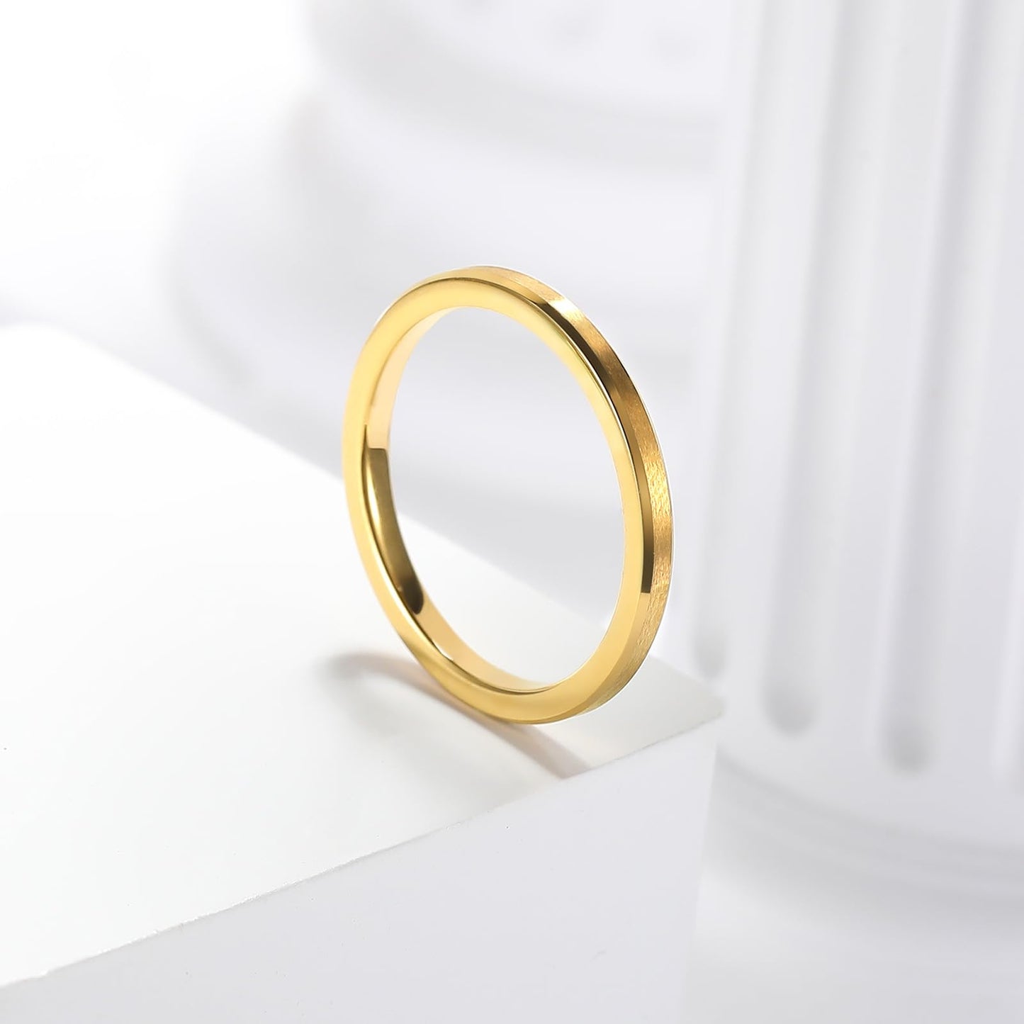 King Will 2mm Gold Tungsten Wedding Band Basic Wedding Ring For Men with Brushed Matte Surface Beveled Polished Edge Comfort Fit 7