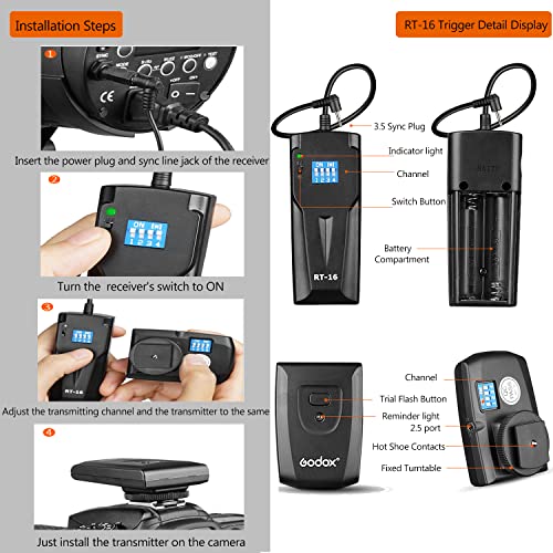 2pcs Godox MS300 Studio Flash Kit for Photography Lighting,600W Professional Bowens Mount Strobe Flash Monolight with Softbox,Trigger,Stands,Umbrellas,Reflectors for Photo Product Portrait Shooting