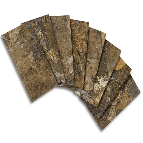 Vamos Tile 100 Pieces Peel and Stick Backsplash Tiles, 3" x 6" PVC Subway Tile, Rust Slate Stick on Backsplash Tiles for Kitchen/Bathroom/Fireplace/Laundry/Camper - color: Rust Slate
