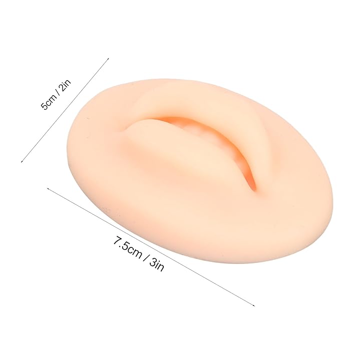 Dioche Fake Lips, 10PCS 3D Practice Silicone Lips Practice Lips Open Mouth Silicone 3D Fake Lips for Semi Permanent Training (Light Skin Colour)
