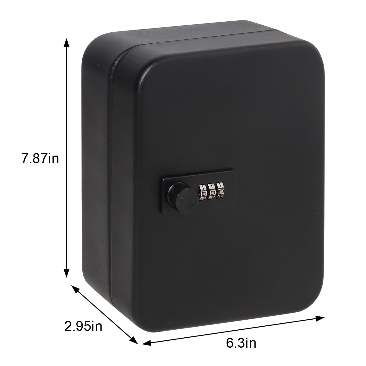 Decaller 20 Key Storage Lock Box with Code, Wall Mount Metal Security Key Cabinet with Combination Lock, 7.87" x 6.30" x 2.95", Black