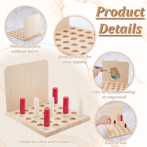 PH PandaHall Wood Lipstick Holder Organizer, 30 Slots Rustic Lip Balm Display Stand Makeup Organizer Storage Case Cosmetic Storage Organizer Rack fit for Lipstick 10ml Essential Oil Roller Storage