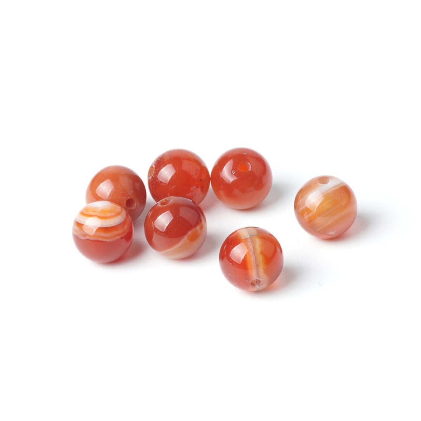 100Pcs Natural Stone 6mm Red Striped Agate Round Loose Gemstone Energy Healing Beads Hole Size 1mm DIY Smooth Beads for Bracelet Necklace Earrings Jewelry Making
