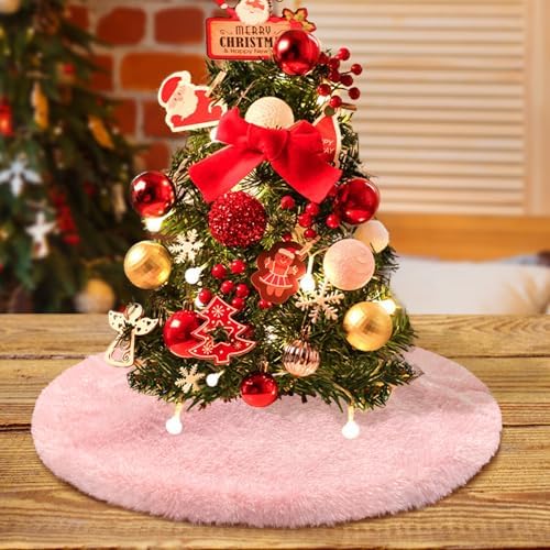 Pink Bling Christmas Tree Skirts, 24 inches Luxury Glitter Bright Silk Double Layers Xmas Tree Base Cover Mat for Xmas New Year Home Party Decorations (Pink, 24 inches)
